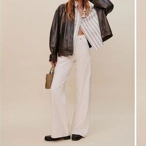 Reformation High-Rise Wide-Leg Jeans in Cream